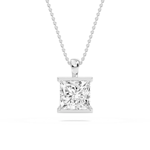 Princess Lab Grown Diamond Half Bezel Solitaire Pendant