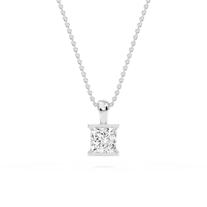 Princess Lab Grown Diamond Half Bezel Solitaire Pendant