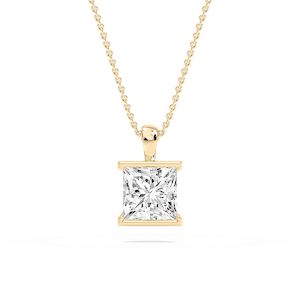 Princess Lab Grown Diamond Half Bezel Solitaire Pendant