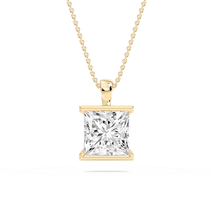 Princess Lab Grown Diamond Half Bezel Solitaire Pendant