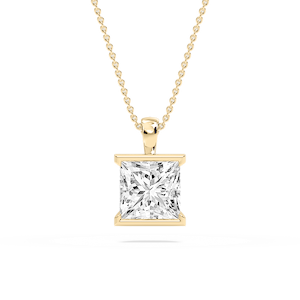 Princess Lab Grown Diamond Half Bezel Solitaire Pendant