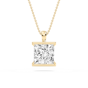 Princess Lab Grown Diamond Half Bezel Solitaire Pendant