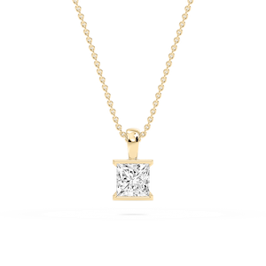 Princess Lab Grown Diamond Half Bezel Solitaire Pendant