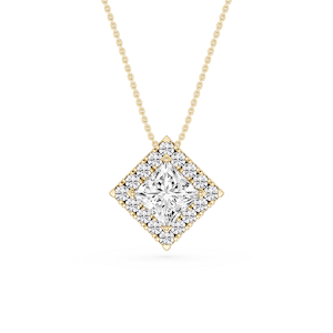 Princess Lab Grown Diamond Halo Slide Pendant - 16 to 18 Inches