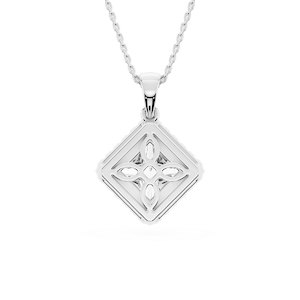 Princess Lab Grown Diamond Halo Single Bail Pendant - 16 to 18 inches