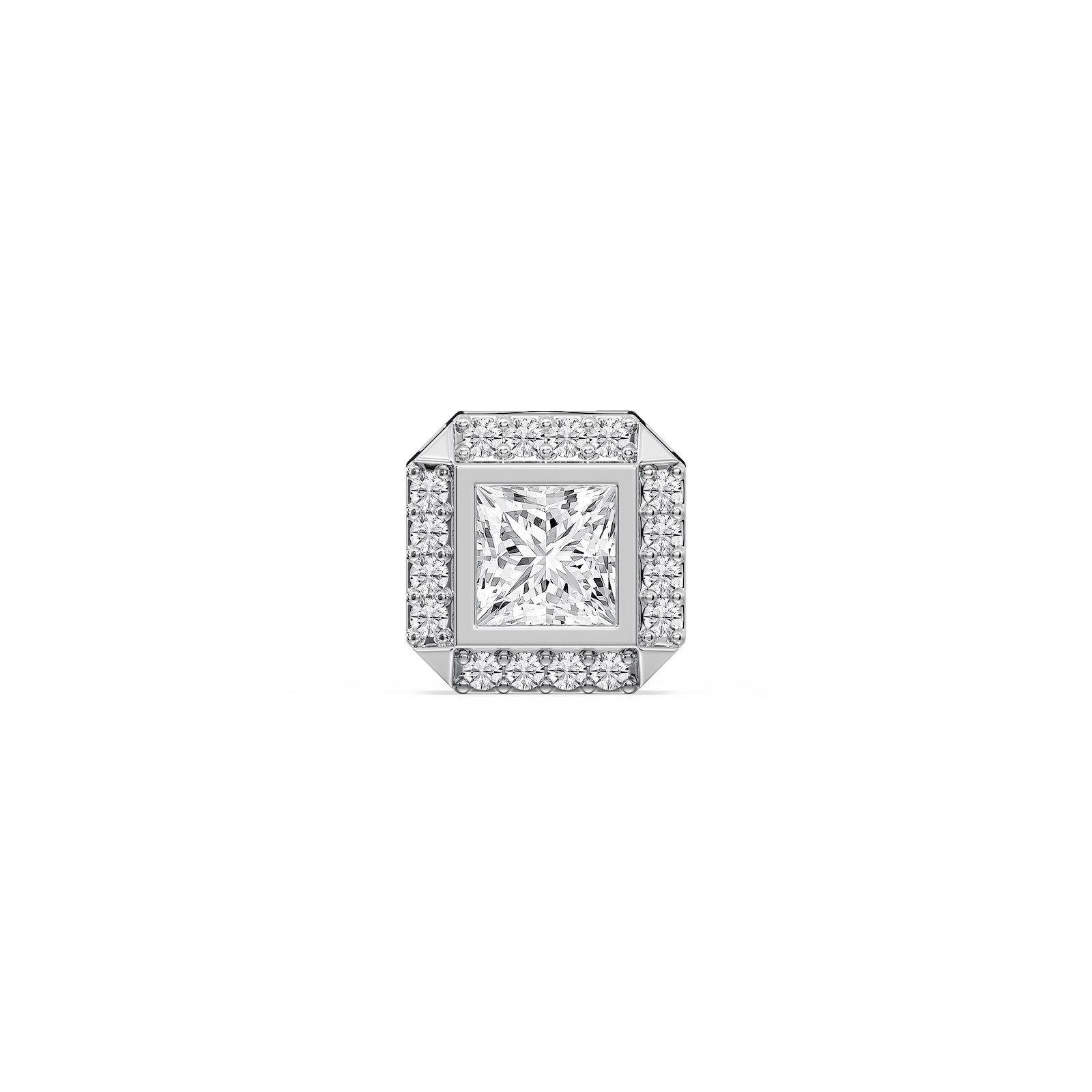 Princess Lab Grown Diamond Halo Single Stud Earring