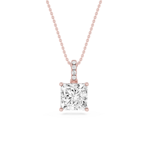 Princess Lab Grown Diamond Hidden Halo Pendant - 16 to 18 Inches
