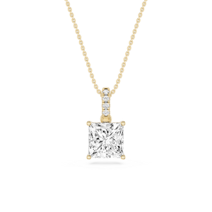 Princess Lab Grown Diamond Hidden Halo Pendant - 16 to 18 Inches