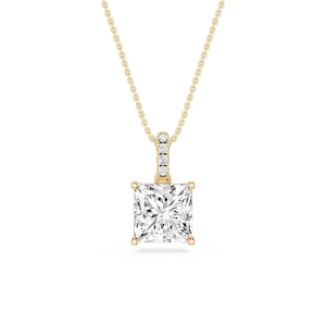Princess Lab Grown Diamond Hidden Halo Pendant - 16 to 18 Inches