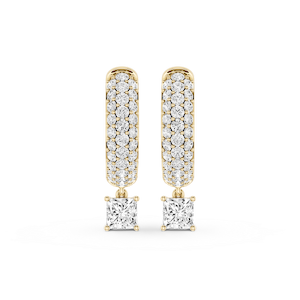 Princess Lab Grown Diamond Pave Hoop Drop Earrings