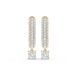 Princess Lab Grown Diamond Pave Hoop Drop Earrings