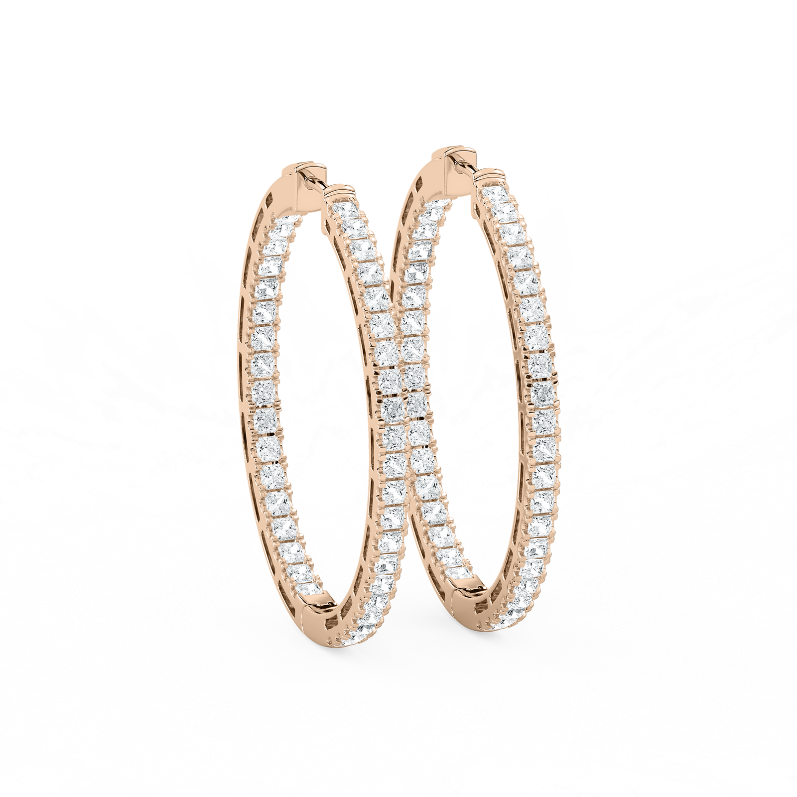 5 ⅓ ctw Princess Lab Grown Diamond Pavé Hoop Earrings