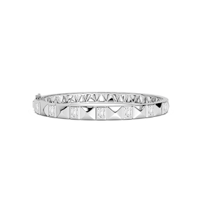 4 ctw Emerald Lab Grown Diamond Pyramid Stud Bangle Bracelet - 7.5 Inches