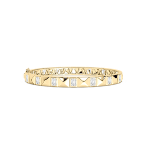 4 ctw Emerald Lab Grown Diamond Pyramid Stud Bangle Bracelet - 7.5 Inches