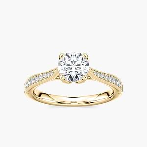 Quimby Round Lab Grown Diamond Milgrain Tulip Side Stone Engagement Ring