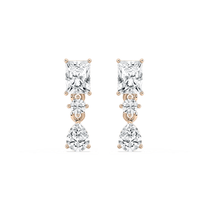 1 3/4 ctw Radiant, Pear, and Round Lab Grown Diamond Drop Earrings