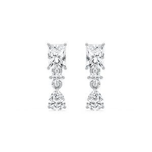 1 3/4 ctw Radiant, Pear, and Round Lab Grown Diamond Drop Earrings