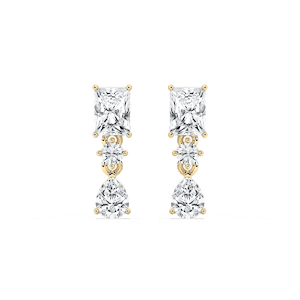 1 3/4 ctw Radiant, Pear, and Round Lab Grown Diamond Drop Earrings