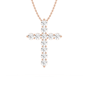 1/2 ctw Round Lab Grown Diamond Shared Prong Cross Pendant  - 18 Inches