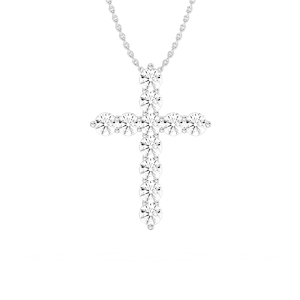 1/2 ctw Round Lab Grown Diamond Shared Prong Cross Pendant  - 18 Inches