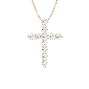 1/2 ctw Round Lab Grown Diamond Shared Prong Cross Pendant  - 18 Inches