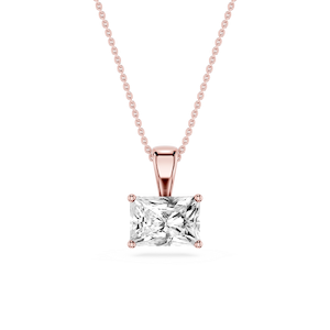 Radiant Lab Grown Diamond 4 Prong East West Bail Pendant - 16 to 18 Inches
