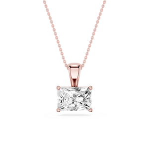 Radiant Lab Grown Diamond 4 Prong East West Bail Pendant - 16 to 18 Inches