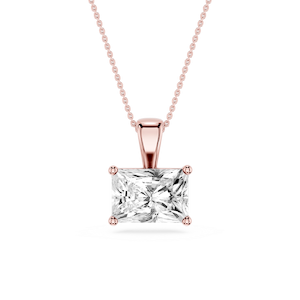 Radiant Lab Grown Diamond 4 Prong East West Bail Pendant - 16 to 18 Inches