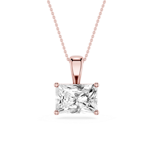 Radiant Lab Grown Diamond 4 Prong East West Bail Pendant - 16 to 18 Inches