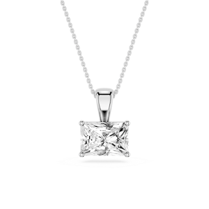 Radiant Lab Grown Diamond 4 Prong East West Bail Pendant - 16 to 18 Inches
