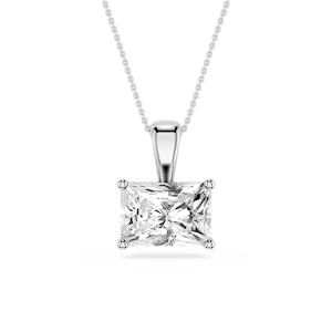 Radiant Lab Grown Diamond 4 Prong East West Bail Pendant - 16 to 18 Inches