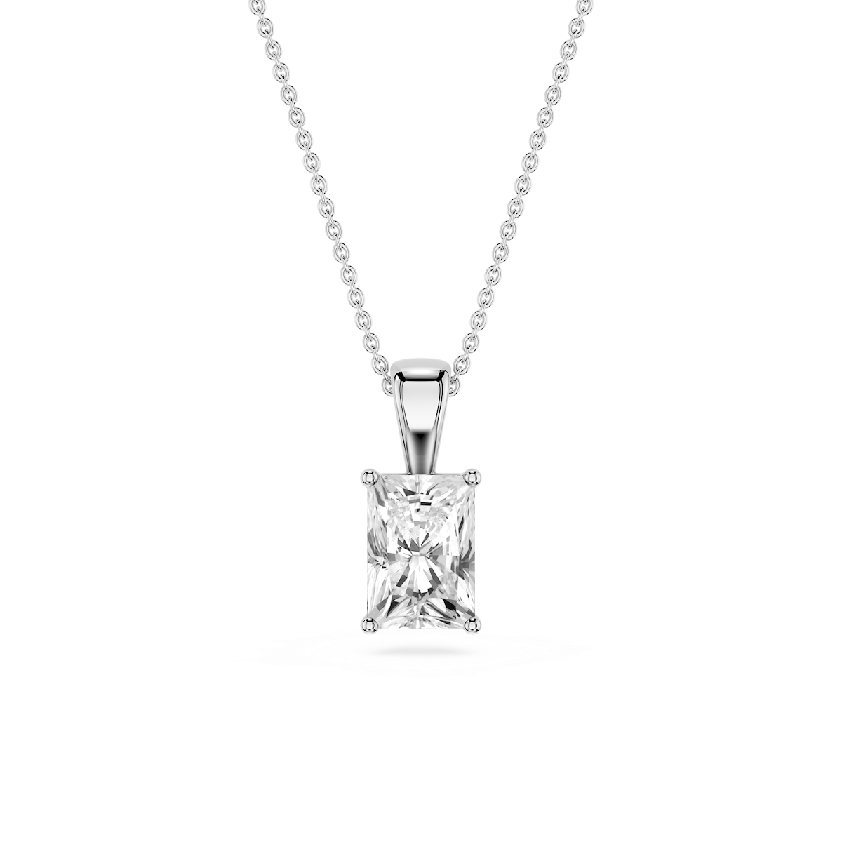 Radiant Lab Grown Diamond 4-Prong Single Bail Pendant - 16 to 18 Inches