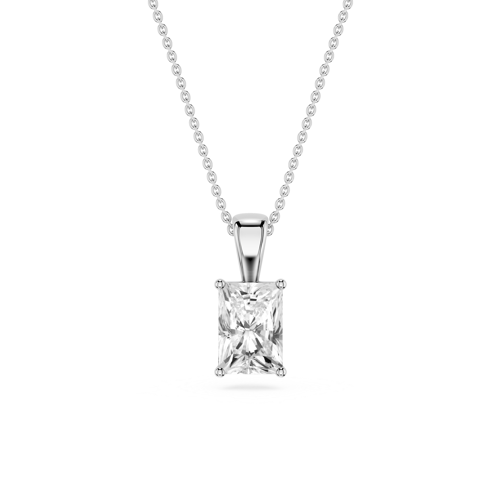 Radiant Lab Grown Diamond 4-Prong Single Bail Pendant - 16 to 18 Inches
