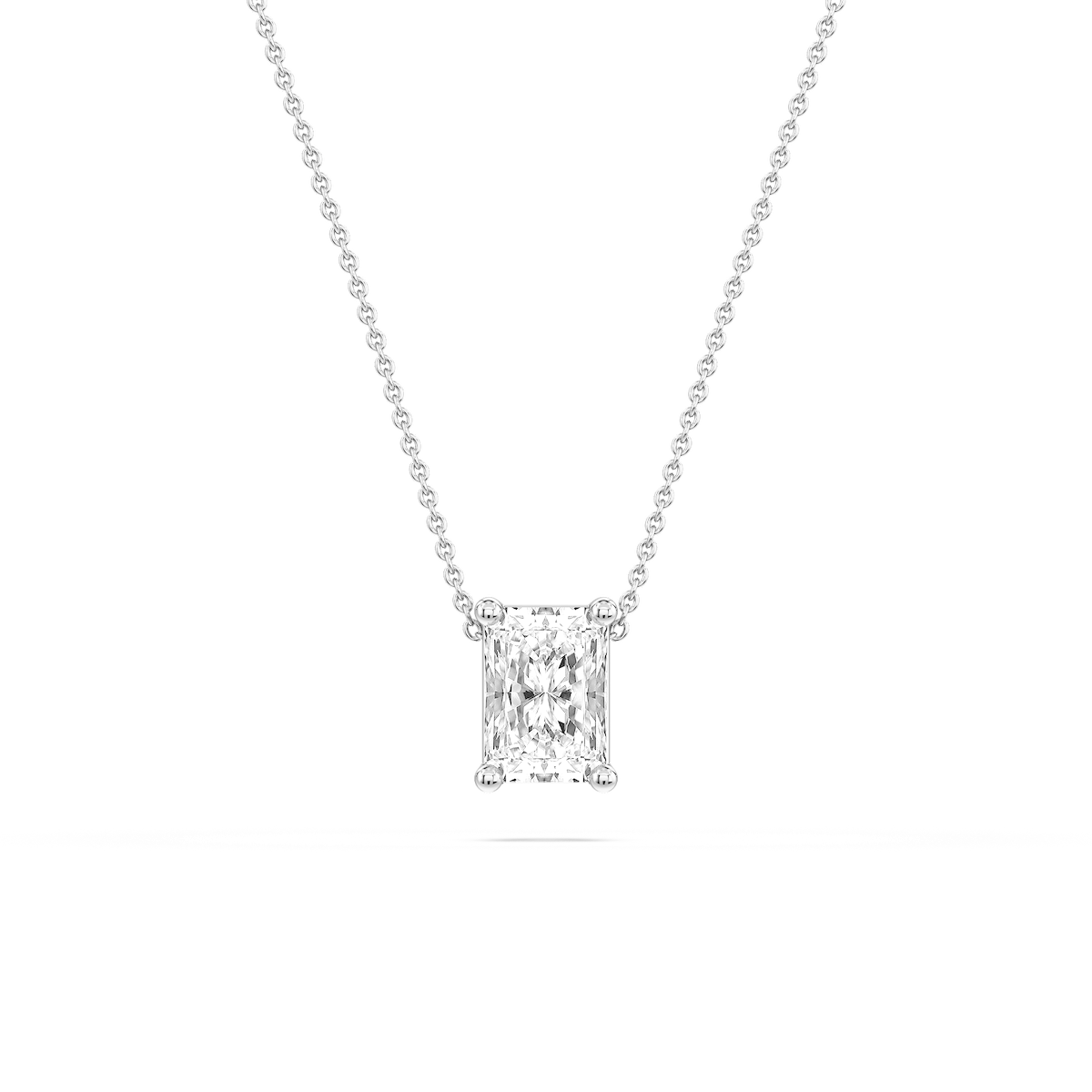 Radiant Lab Grown Diamond 4 Prong Solitaire Slider Pendant - 16 to 18 Inches