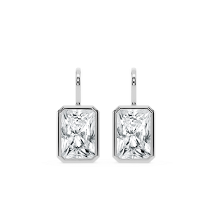Radiant Lab Grown Diamond Bezel Drop Earrings
