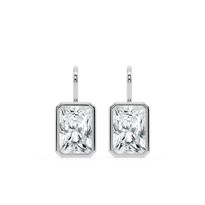 Radiant Lab Grown Diamond Bezel Drop Earrings