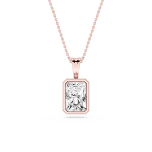 Radiant Lab Grown Diamond Bezel Set Bail Solitaire Pendant - 16 to 18 Inches
