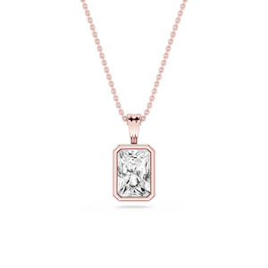 Radiant Lab Grown Diamond Bezel Set Bail Solitaire Pendant - 16 to 18 Inches