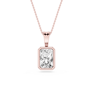 Radiant Lab Grown Diamond Bezel Set Bail Solitaire Pendant - 16 to 18 Inches