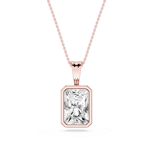 Radiant Lab Grown Diamond Bezel Set Bail Solitaire Pendant - 16 to 18 Inches