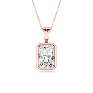 Radiant Lab Grown Diamond Bezel Set Bail Solitaire Pendant - 16 to 18 Inches