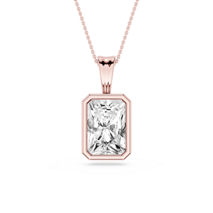 Radiant Lab Grown Diamond Bezel Set Bail Solitaire Pendant - 16 to 18 Inches