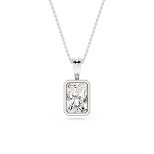 Radiant Lab Grown Diamond Bezel Set Bail Solitaire Pendant - 16 to 18 Inches
