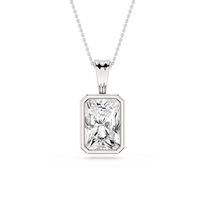 Radiant Lab Grown Diamond Bezel Set Bail Solitaire Pendant - 16 to 18 Inches