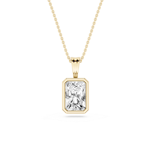 Radiant Lab Grown Diamond Bezel Set Bail Solitaire Pendant - 16 to 18 Inches