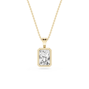 Radiant Lab Grown Diamond Bezel Set Bail Solitaire Pendant - 16 to 18 Inches