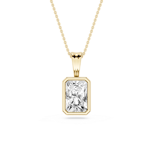 Radiant Lab Grown Diamond Bezel Set Bail Solitaire Pendant - 16 to 18 Inches