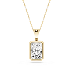 Radiant Lab Grown Diamond Bezel Set Bail Solitaire Pendant - 16 to 18 Inches