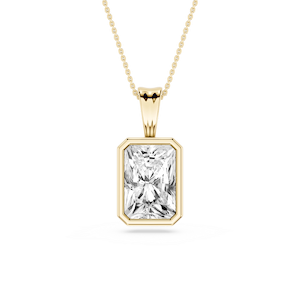 Radiant Lab Grown Diamond Bezel Set Bail Solitaire Pendant - 16 to 18 Inches
