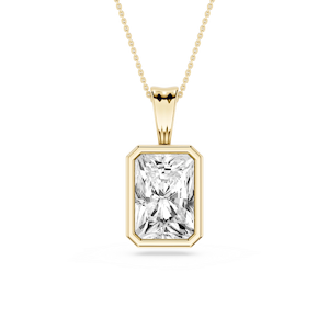 Radiant Lab Grown Diamond Bezel Set Bail Solitaire Pendant - 16 to 18 Inches